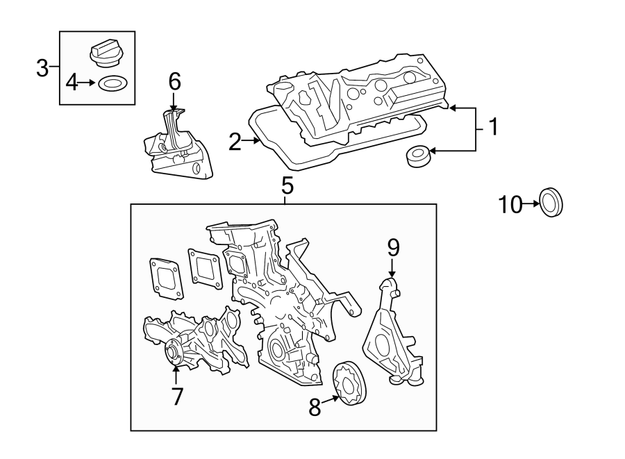 Diagram ENGINE / TRANSAXLE. VALVE & TIMING COVERS. for your 2008 Toyota Tacoma 4.0L V6 M/T RWD Base Crew Cab Pickup Fleetside 