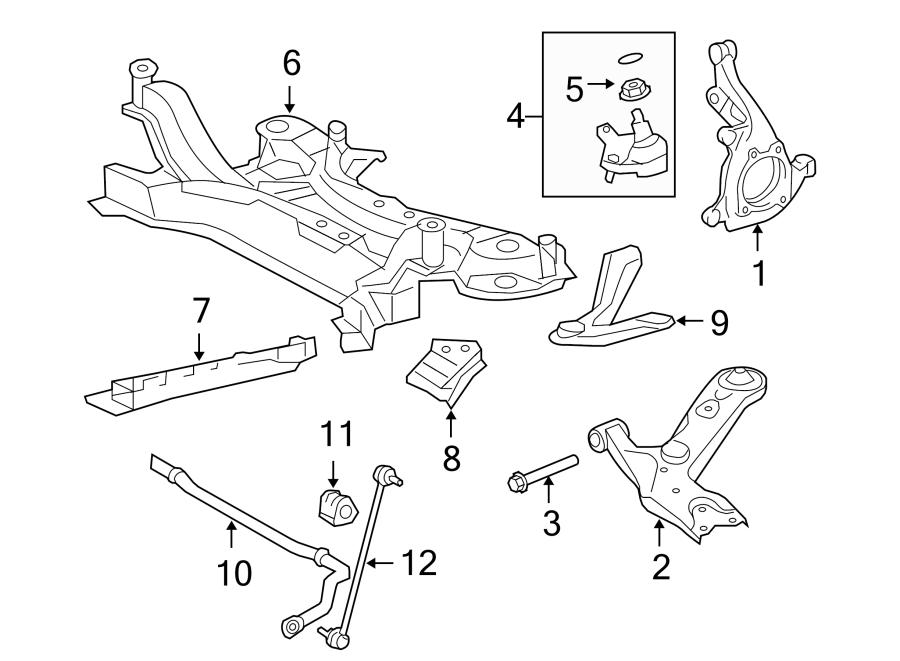 Diagram FRONT SUSPENSION. STABILIZER BAR & COMPONENTS. SUSPENSION COMPONENTS. for your 2020 Toyota Corolla  XSE Hatchback 