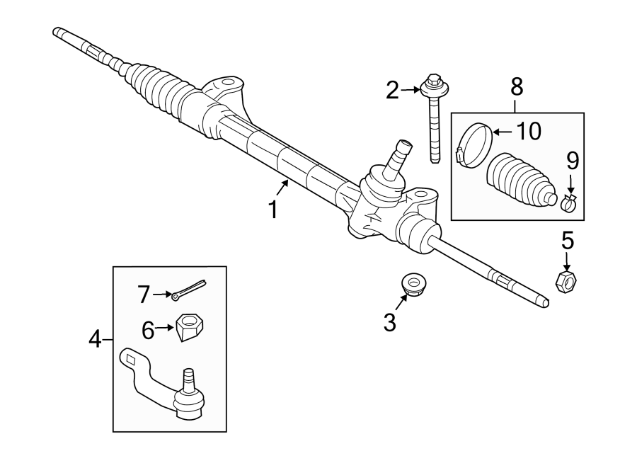 Diagram STEERING GEAR & LINKAGE. for your 2010 Toyota Matrix   