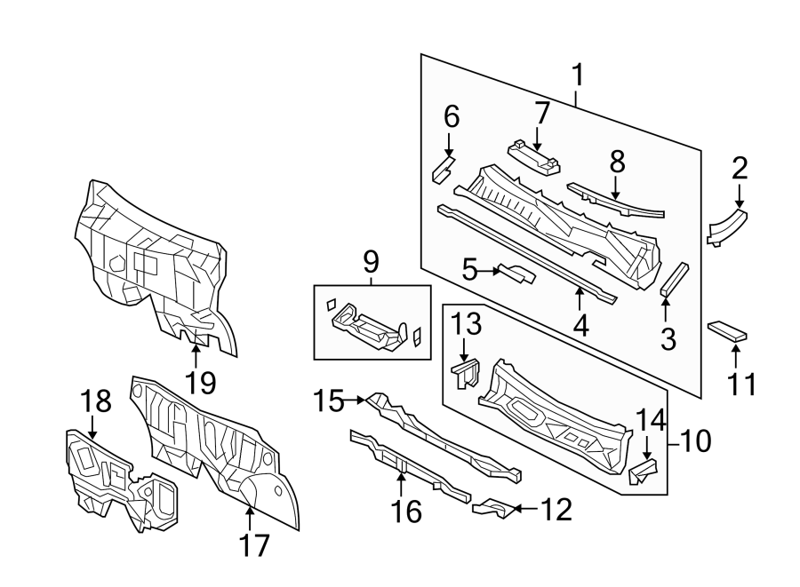 Diagram COWL. for your Toyota Tacoma  