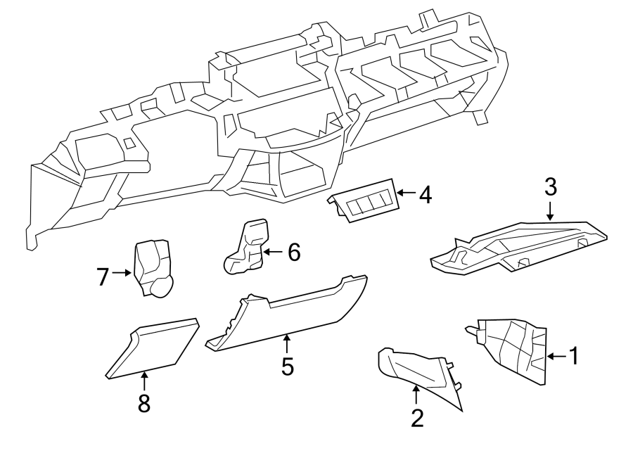 Diagram INSTRUMENT PANEL COMPONENTS. for your 2024 Toyota Camry  Hybrid XLE Sedan 