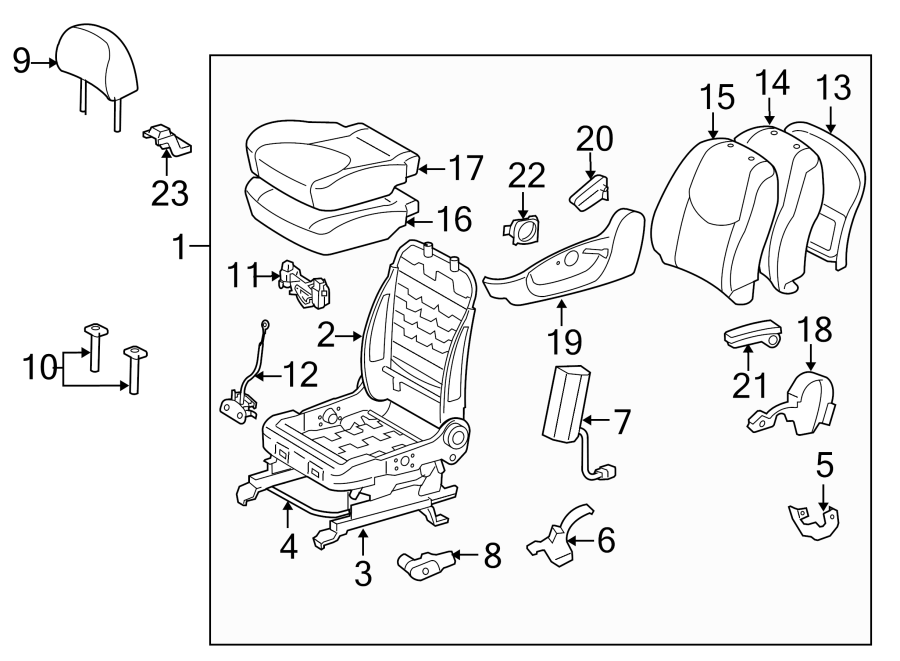 Diagram SEATS & TRACKS. FRONT SEAT COMPONENTS. for your 2021 Toyota RAV4   