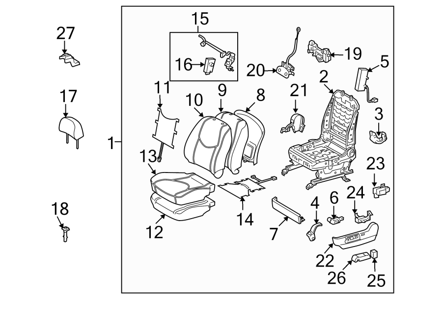 Diagram SEATS & TRACKS. FRONT SEAT COMPONENTS. for your 2021 Toyota RAV4   