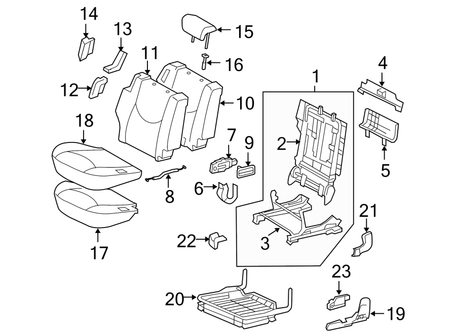 Diagram SEATS & TRACKS. SECOND ROW SEATS. for your 2016 Toyota Yaris   