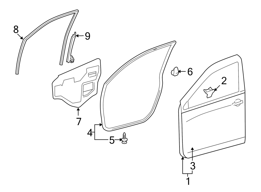 Diagram FRONT DOOR. DOOR & COMPONENTS. for your 2014 Toyota Prius Plug-In   