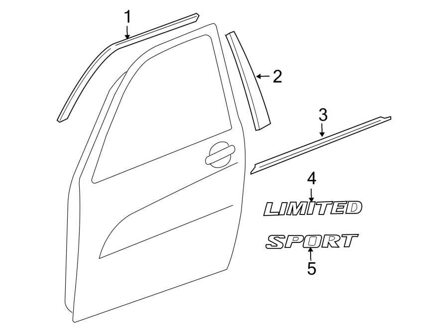 Full size assembly image of FRONT DOOR. EXTERIOR TRIM. (1/1)