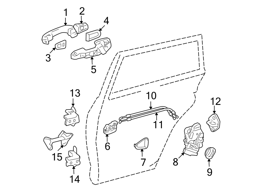 Diagram REAR DOOR. LOCK & HARDWARE. for your 2021 Toyota Camry  SE SEDAN 