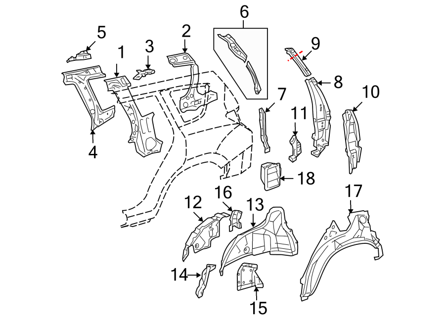 Full size assembly image of QUARTER PANEL. INNER STRUCTURE. (1/1)