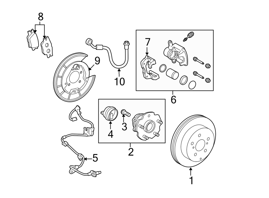 Diagram REAR SUSPENSION. BRAKE COMPONENTS. for your 2018 Toyota Prius Prime   