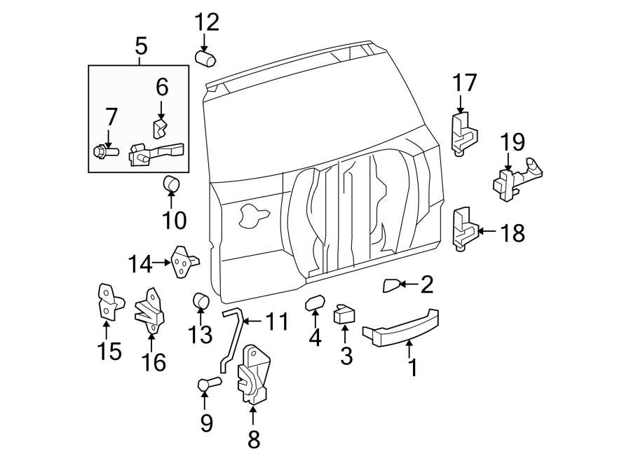 Diagram BACK DOOR. LOCK & HARDWARE. for your 2018 Toyota Sequoia   