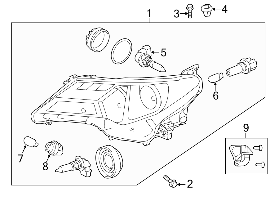 Diagram FRONT LAMPS. HEADLAMP COMPONENTS. for your 2013 Toyota Camry   