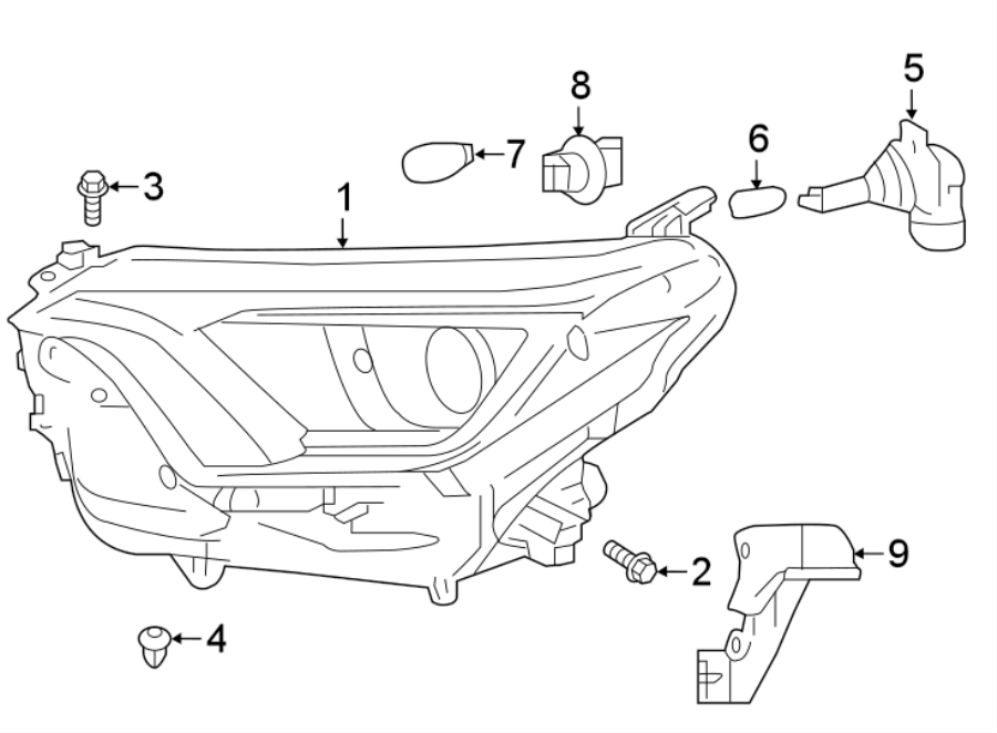 Diagram FRONT LAMPS. HEADLAMP COMPONENTS. for your 2021 Toyota Prius Prime   