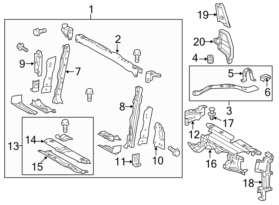 Diagram RADIATOR SUPPORT. for your 2017 Toyota RAV4  Hybrid Limited Sport Utility 