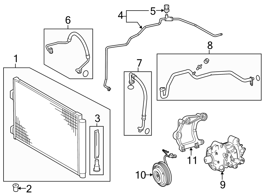 Diagram AIR CONDITIONER & HEATER. COMPRESSOR & LINES. CONDENSER. for your 2005 Toyota Camry   