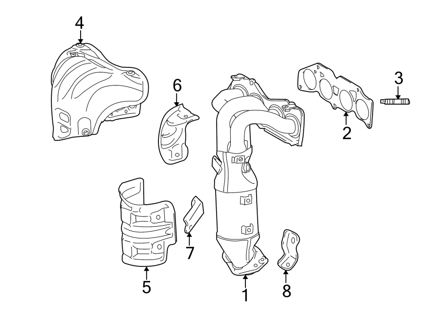 Diagram EXHAUST SYSTEM. MANIFOLD. for your 2008 Toyota Land Cruiser   