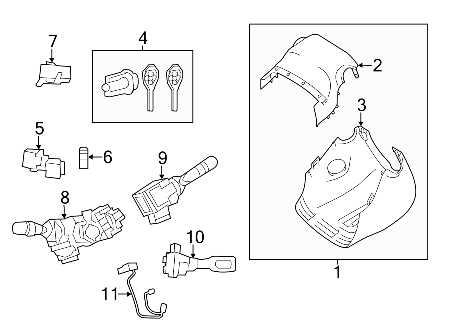 Diagram STEERING COLUMN. SHROUD. SWITCHES & LEVERS. for your 2020 Toyota Avalon   