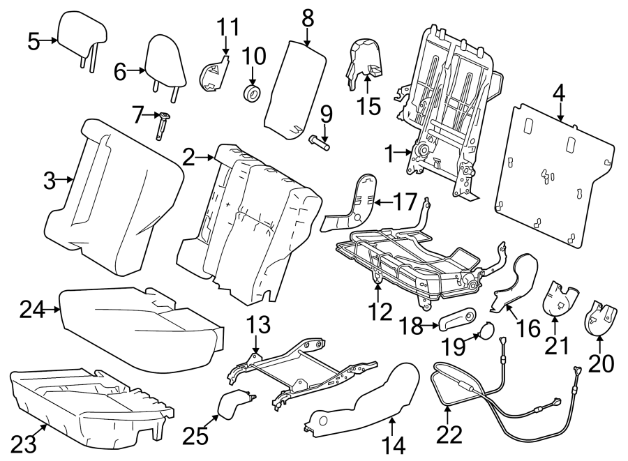 Diagram SEATS & TRACKS. REAR SEAT COMPONENTS. for your Toyota RAV4  