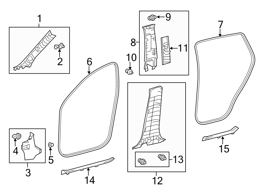 Diagram PILLARS. ROCKER & FLOOR. INTERIOR TRIM. for your 2013 Toyota Avalon   