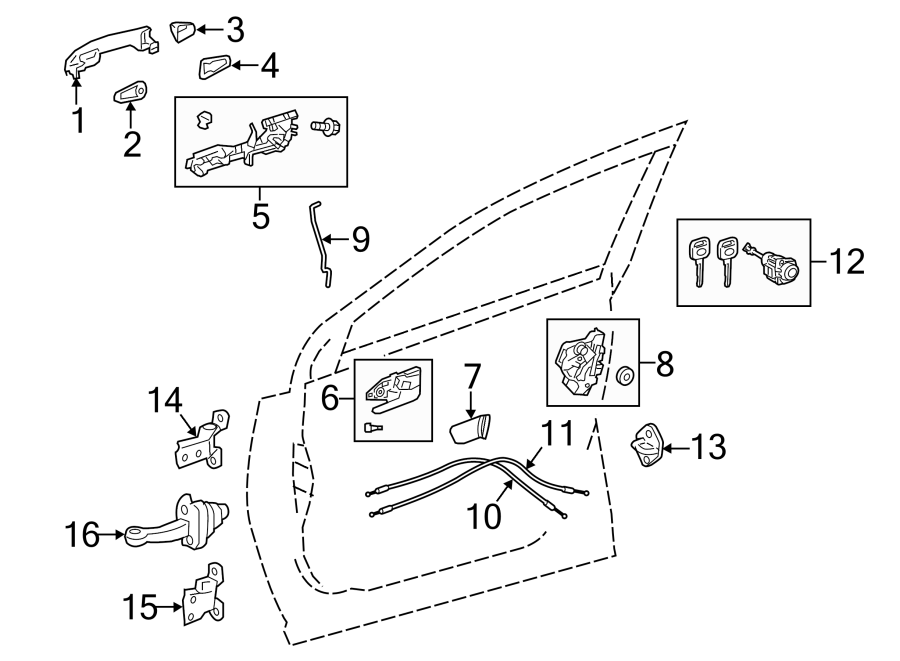 Diagram FRONT DOOR. LOCK & HARDWARE. for your Toyota