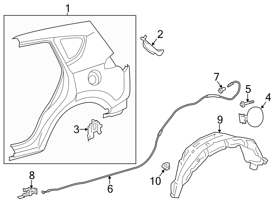 Diagram QUARTER PANEL & COMPONENTS. for your 2017 Toyota RAV4  Hybrid SE Sport Utility 