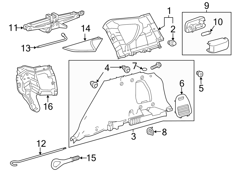 Diagram QUARTER PANEL. INTERIOR TRIM. for your 2014 Toyota Prius Plug-In   