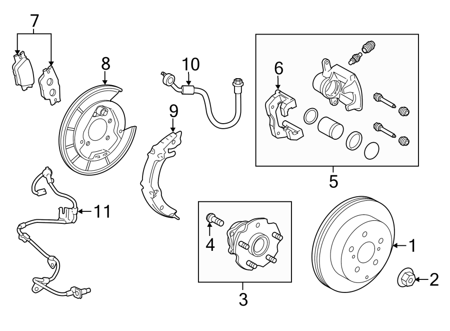 Diagram REAR SUSPENSION. BRAKE COMPONENTS. for your 2015 Toyota Highlander   