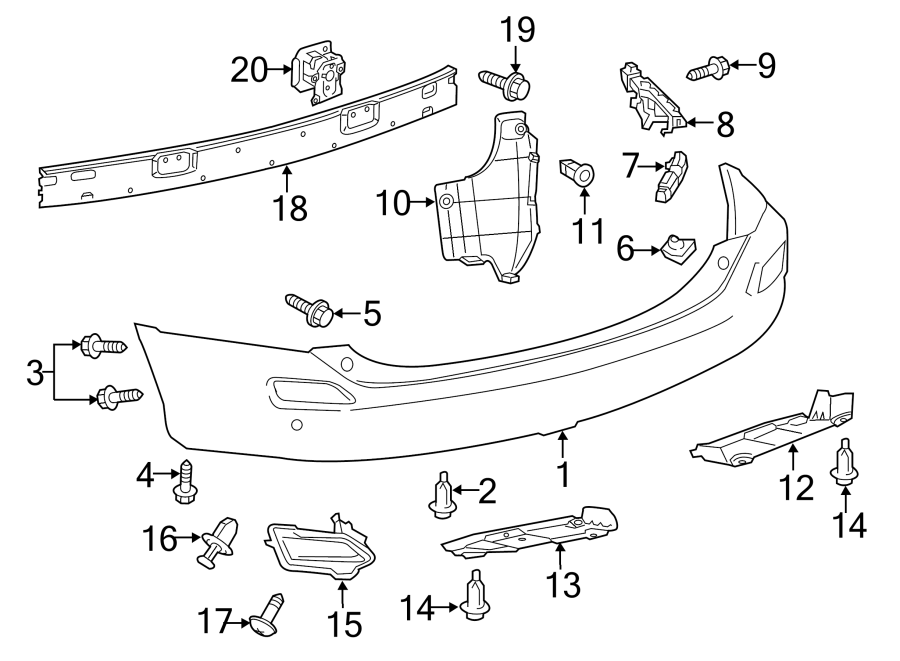 Diagram REAR BUMPER. BUMPER & COMPONENTS. for your 2018 Toyota Prius Prime   