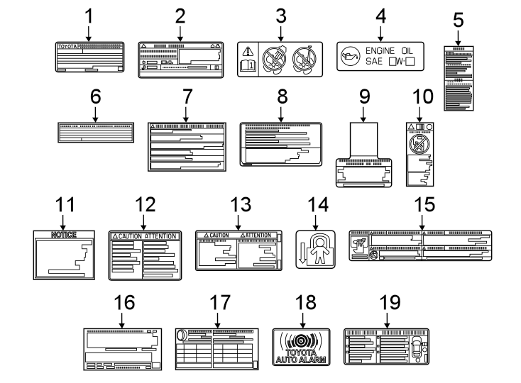 Diagram INFORMATION LABELS. for your 2010 Toyota Camry  LE SEDAN 