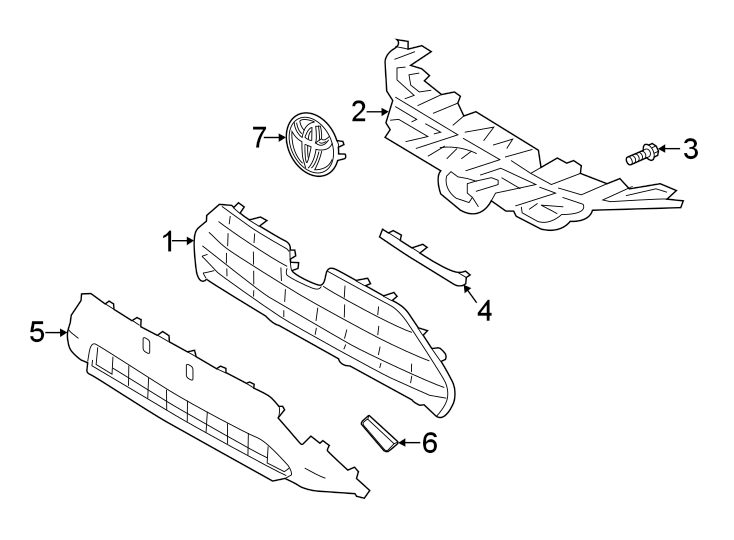 Diagram Front bumper & grille. Grille & components. for your 2023 Toyota Prius Prime   