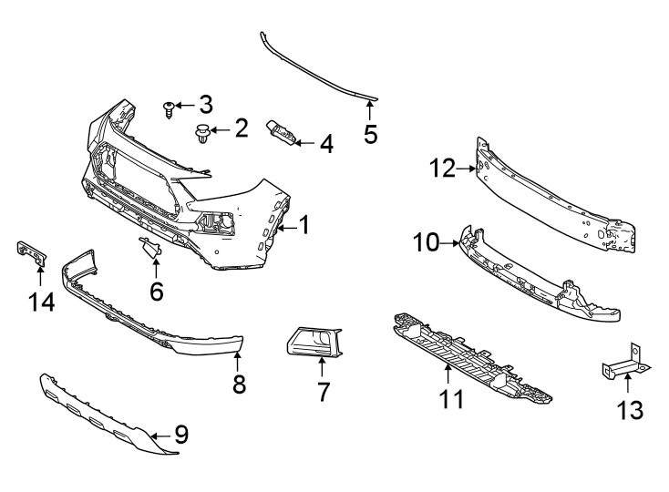 Diagram Front bumper & grille. Bumper & components. for your 2015 Toyota Camry  Hybrid LE Sedan 