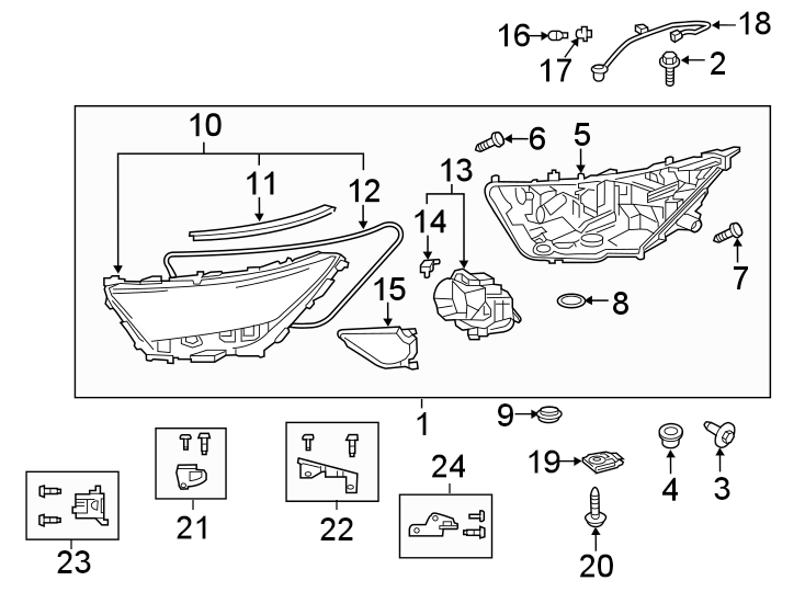 Diagram FRONT LAMPS. HEADLAMP COMPONENTS. for your Toyota RAV4  