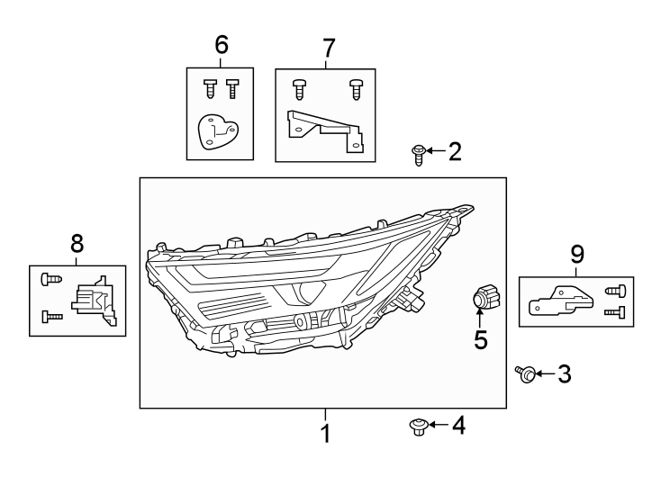 Diagram Front lamps. Headlamp components. for your 2017 Toyota Avalon 3.5L V6 A/T XLE Plus Sedan 