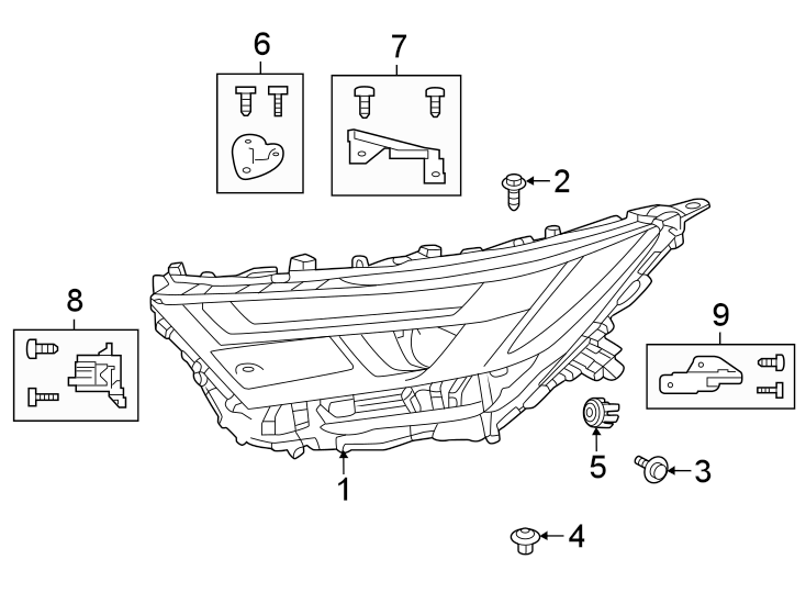 Diagram Front lamps. Headlamp components. for your 2017 Toyota Avalon 3.5L V6 A/T XLE Plus Sedan 