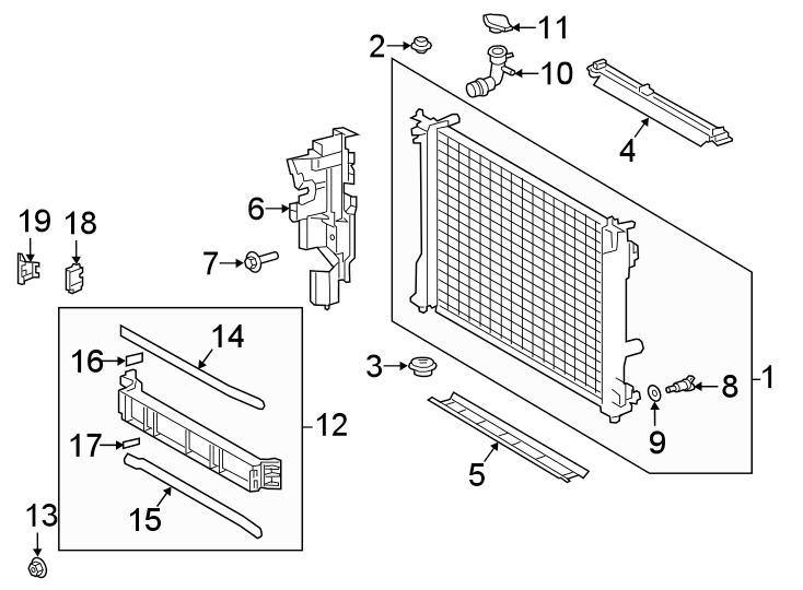 Diagram RADIATOR & COMPONENTS. for your 2016 Toyota Camry  Hybrid LE Sedan 