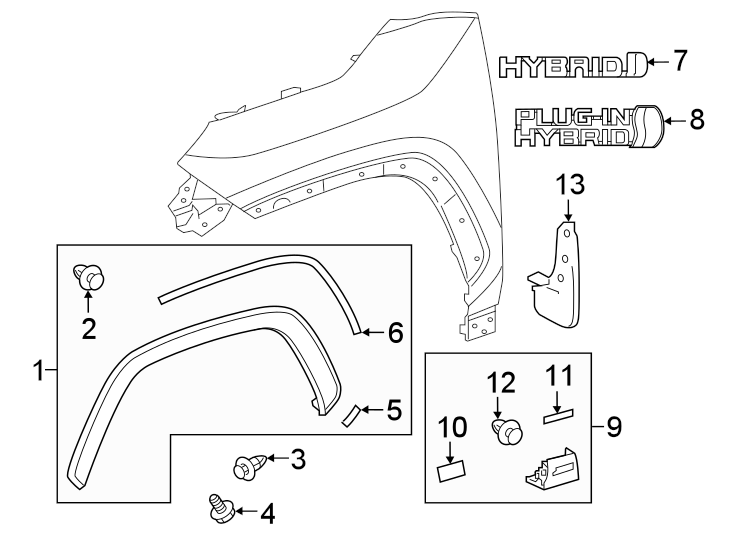 Diagram FENDER. EXTERIOR TRIM. for your 2013 Toyota Avalon  Hybrid XLE Sedan 