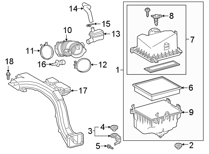 Diagram ENGINE / TRANSAXLE. AIR INTAKE. for your 2016 Toyota Corolla   