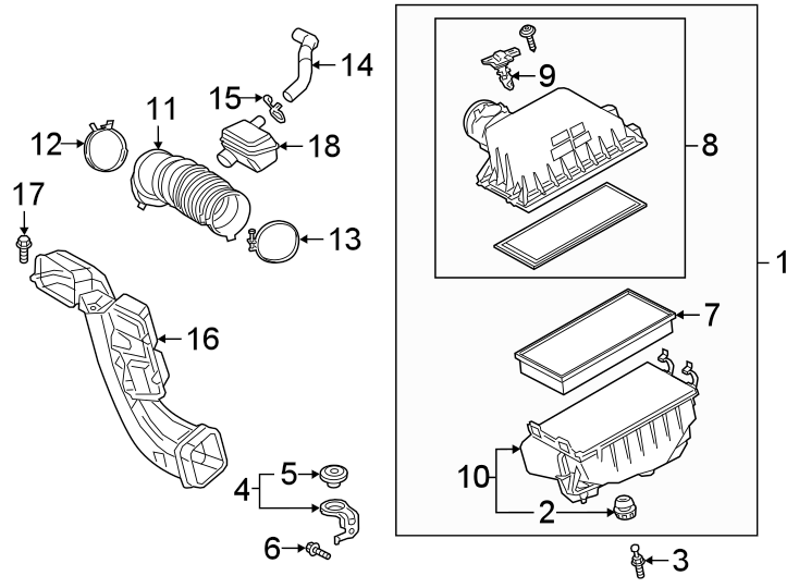 Diagram ENGINE / TRANSAXLE. AIR INTAKE. for your 2016 Toyota Corolla   