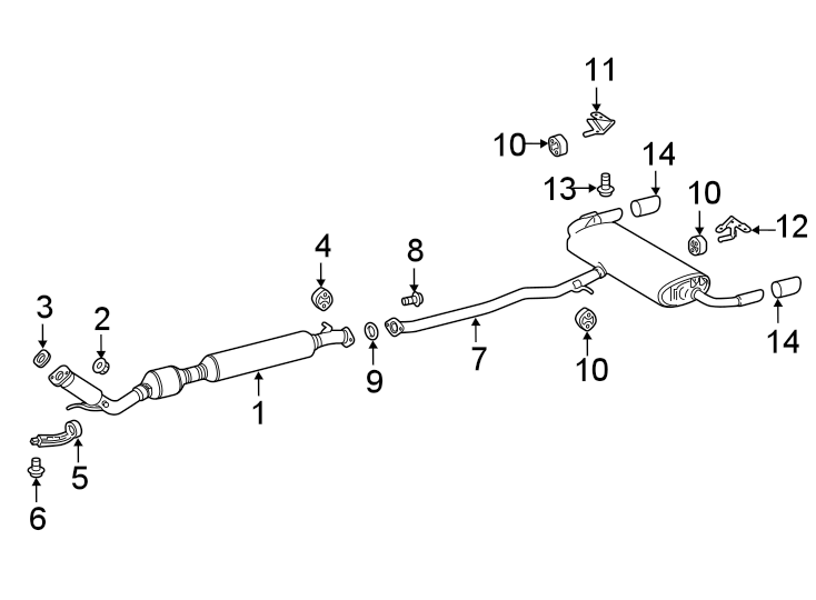 Diagram EXHAUST SYSTEM. EXHAUST COMPONENTS. for your 2005 Toyota Tacoma   