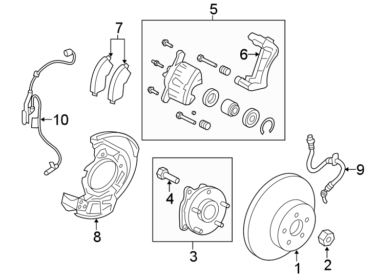 Diagram FRONT SUSPENSION. BRAKE COMPONENTS. for your 2021 Toyota Prius   