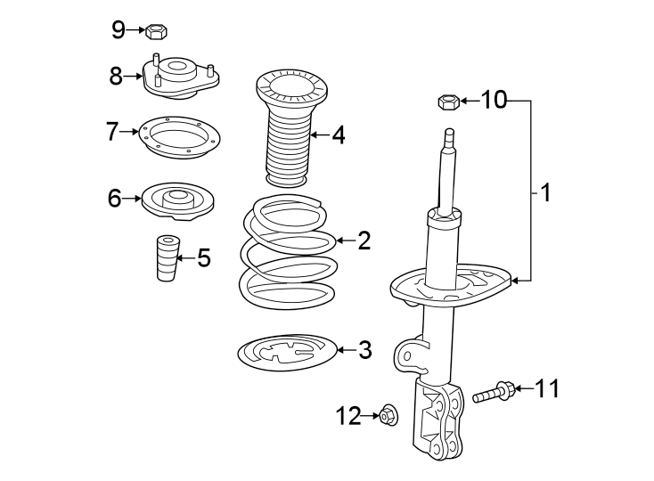 Diagram FRONT SUSPENSION. STRUTS & COMPONENTS. for your 2005 Toyota Matrix   