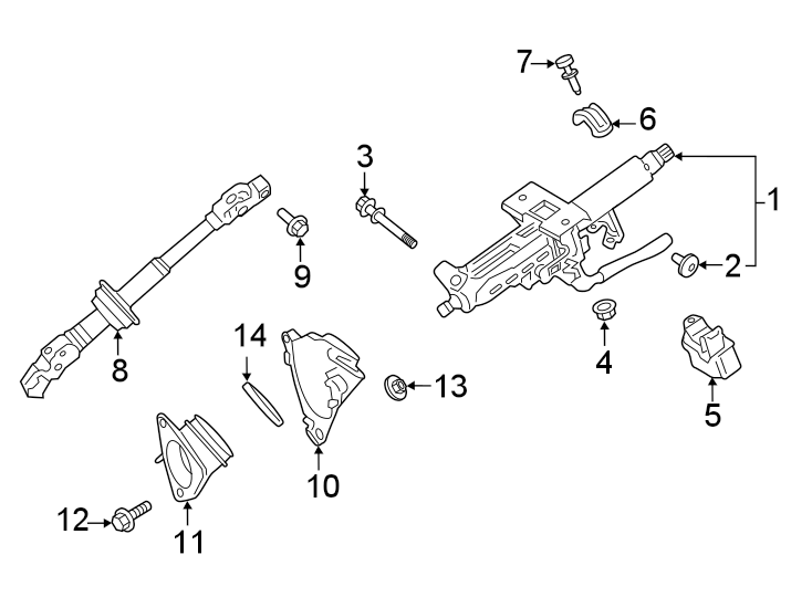 Diagram STEERING COLUMN ASSEMBLY. for your 2009 Toyota Highlander 3.5L V6 A/T FWD Base Sport Utility 