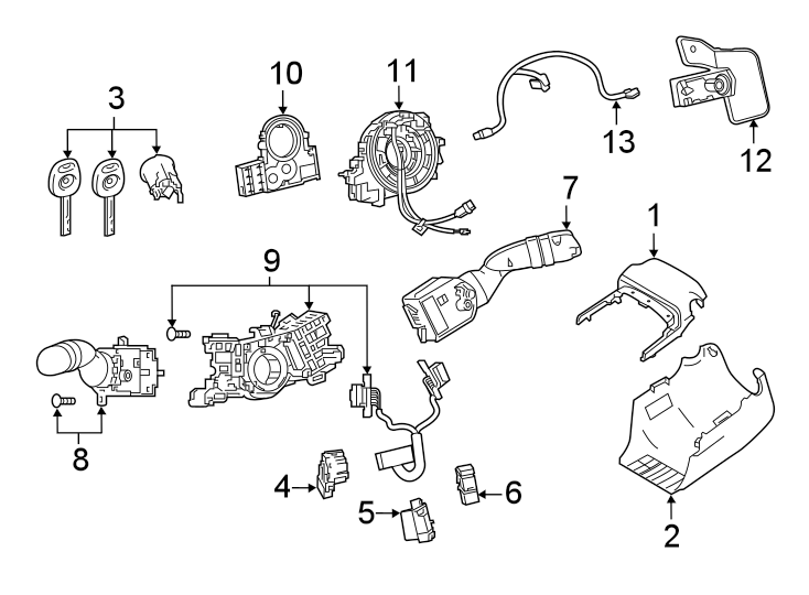 Diagram Steering column. Shroud. Switches & levers. for your 2014 Toyota Sequoia  SR5 Sport Utility 