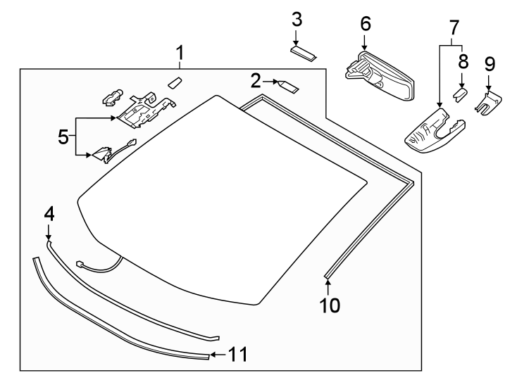 Diagram WINDSHIELD. GLASS. for your 2001 Toyota Avalon  XLS Sedan 