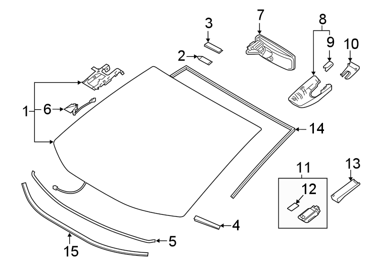 Diagram WINDSHIELD. GLASS. for your 2022 Toyota Prius Prime  XLE Hatchback 