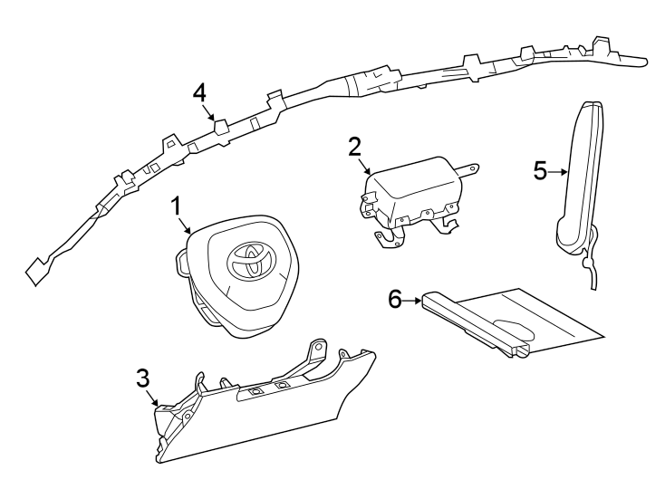 Diagram RESTRAINT SYSTEMS. AIR BAG COMPONENTS. for your Toyota Prius Prime  