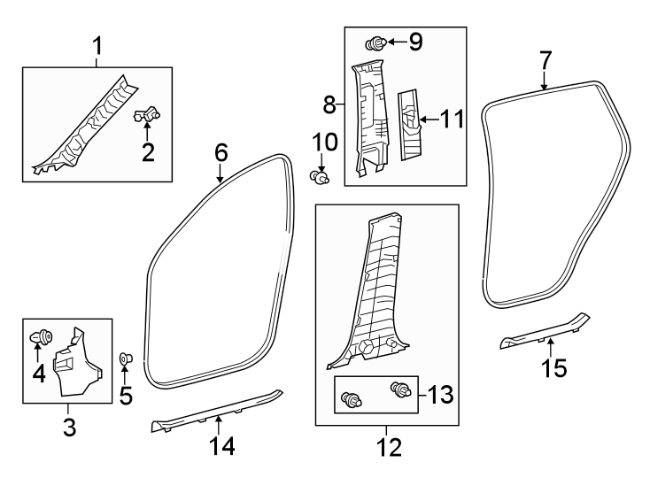 Diagram PILLARS. ROCKER & FLOOR. INTERIOR TRIM. for your 2010 Toyota Tacoma  X-Runner Extended Cab Pickup Fleetside 