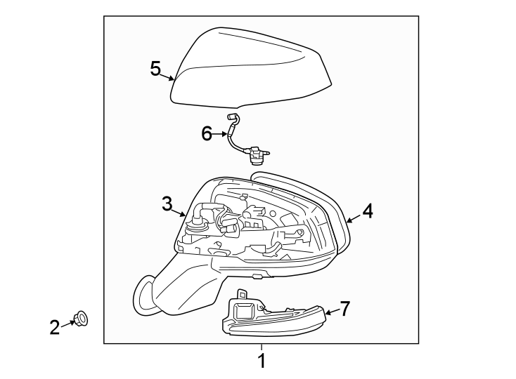 Diagram FRONT DOOR. OUTSIDE MIRRORS. for your 2024 Toyota RAV4 PRIME  SE Sport Utility 