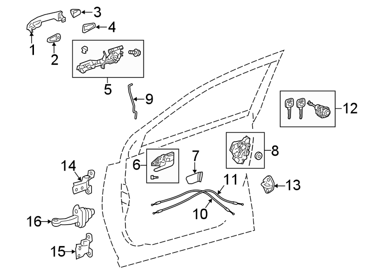 Diagram FRONT DOOR. LOCK & HARDWARE. for your 2011 Toyota Tundra   