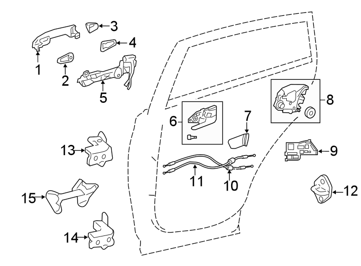 Diagram REAR DOOR. LOCK & HARDWARE. for your 2017 Toyota Prius c   