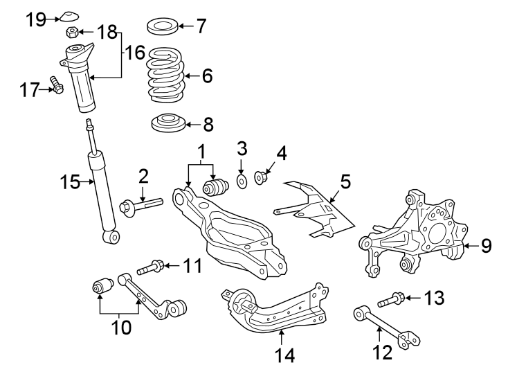 Diagram REAR SUSPENSION. SUSPENSION COMPONENTS. for your 2018 Toyota Highlander   